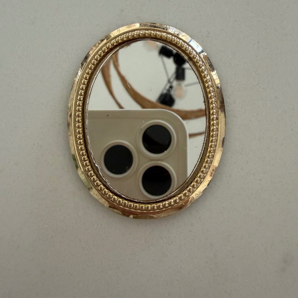 Vintage Style Miniature Oval Mirror Gold Beaded Frame Dollhouse Decor 2 Inch